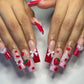 HL03 Red Kitty Flower Nails