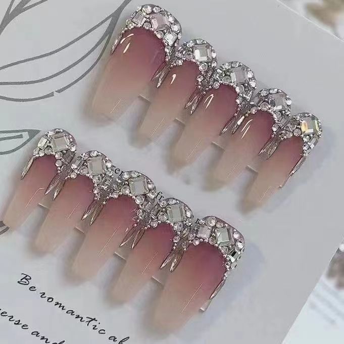 HM21 Brilliant Family Gradient  With Diamonds Nails