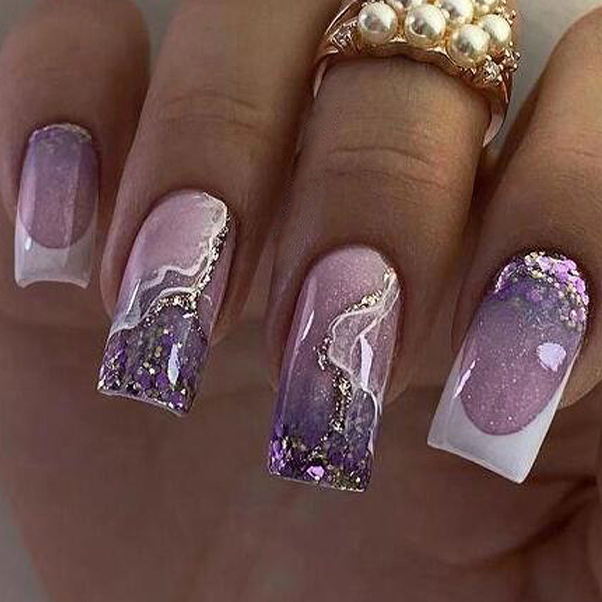 FM08 Sparkling Taro Purple Nails