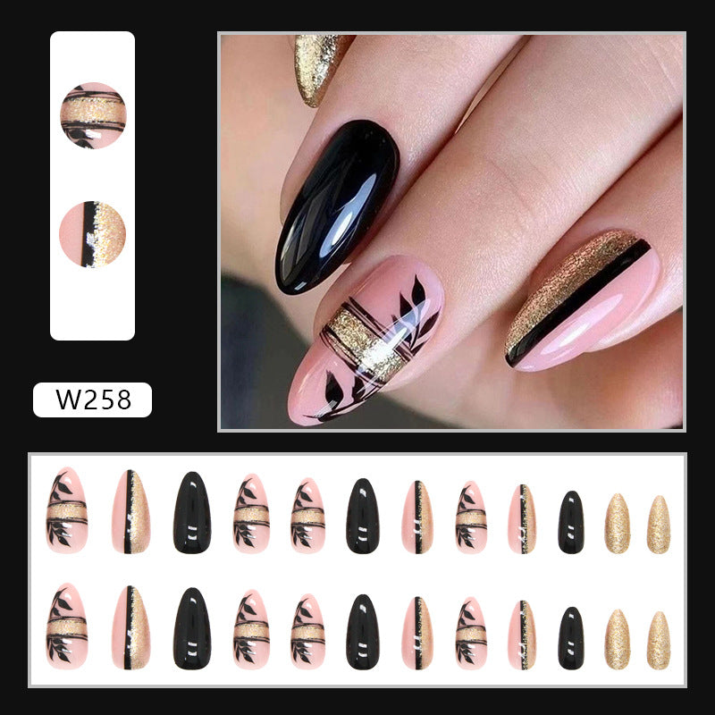 FA07 Temperament Black Gold Nails