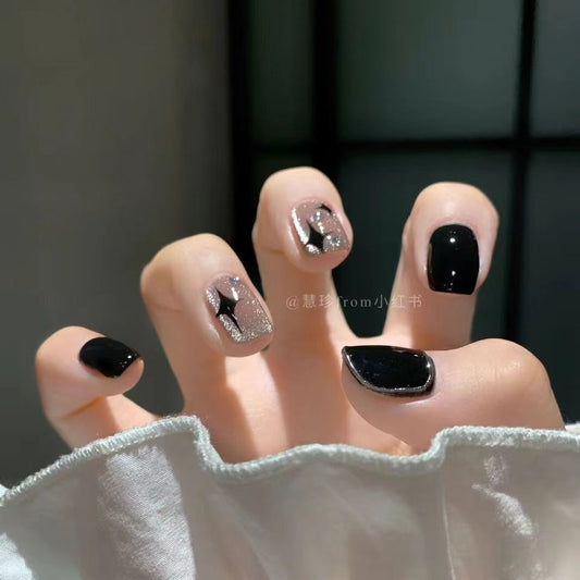 FS15 Starry Black Gold Cat's Eye Nails