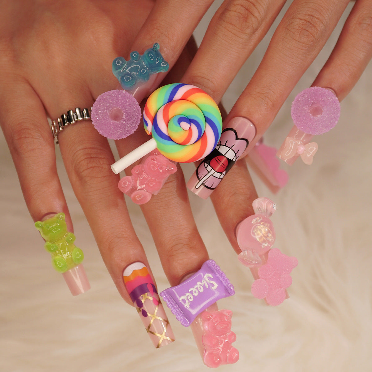 FM43 3D Colored Candy Nails