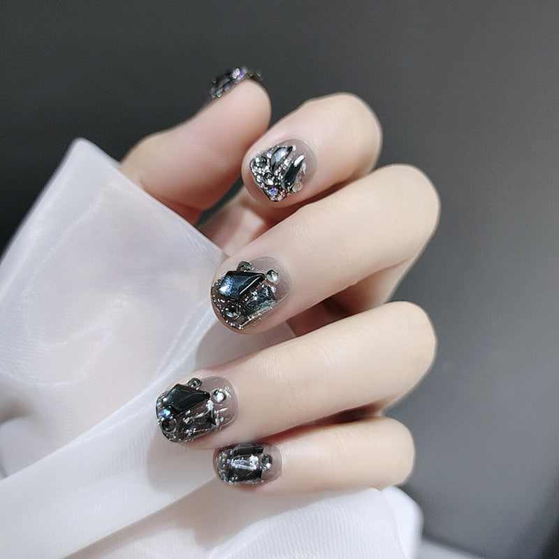 FS08 Sweet Cool Black Diamond Nails