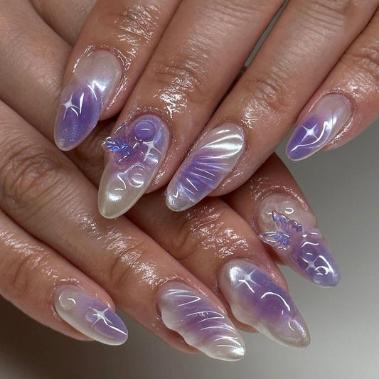 FM40 3D Butterfly Purple Halo Nails