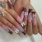 FM51 Chocolate French Butterfly Pearl Nails