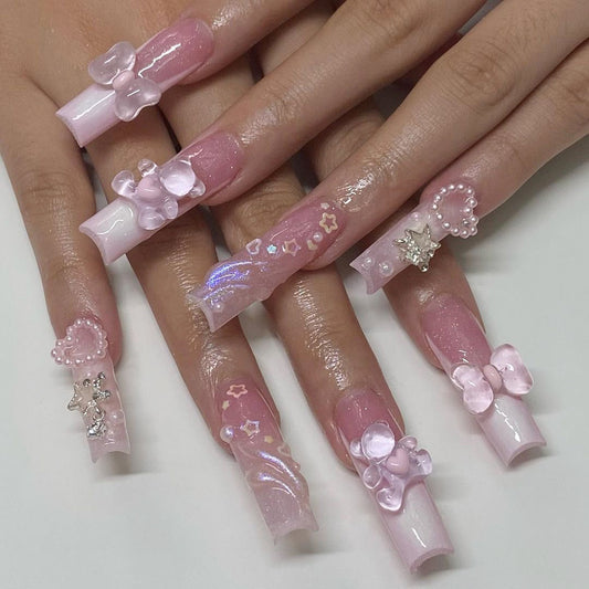 FM60 Pink Bow Nails