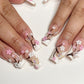 FM45 White French Butterfly Flower Nails