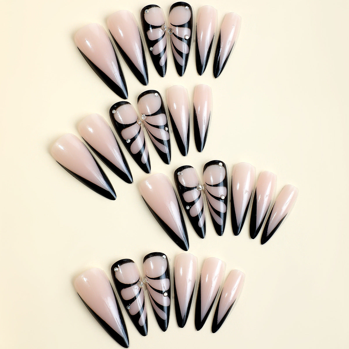 FM01 French Black Wave Nails