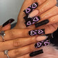 FL08 Black Love Print Nails