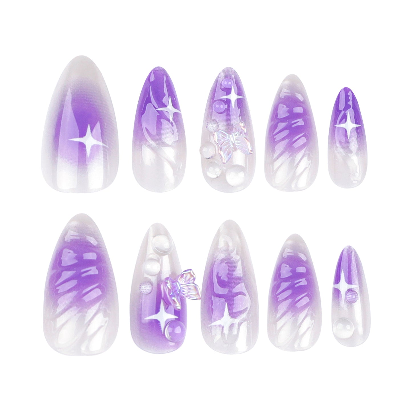 FM40 3D Butterfly Purple Halo Nails