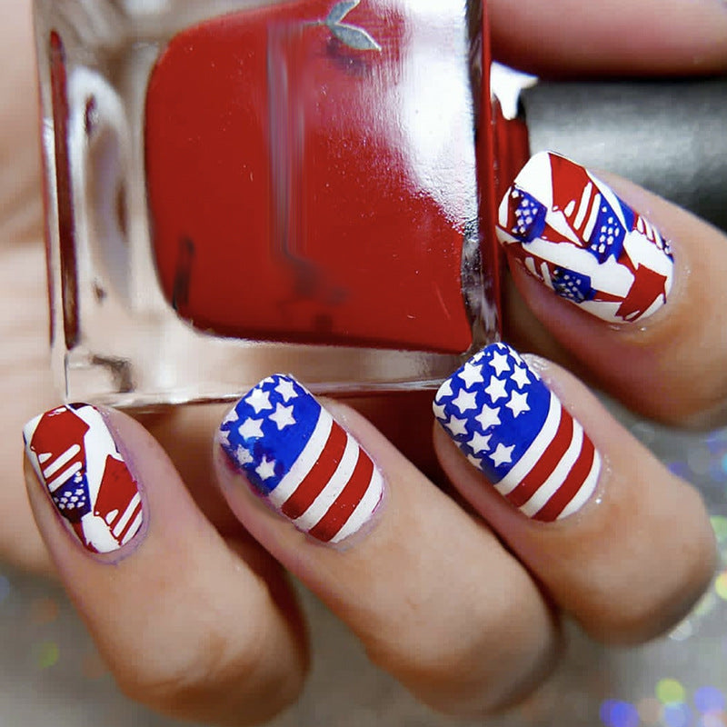 FM55 Red & Blue Fireworks Nails