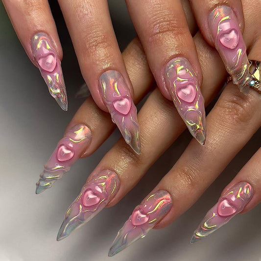 FM41 3D Pink Love Nails