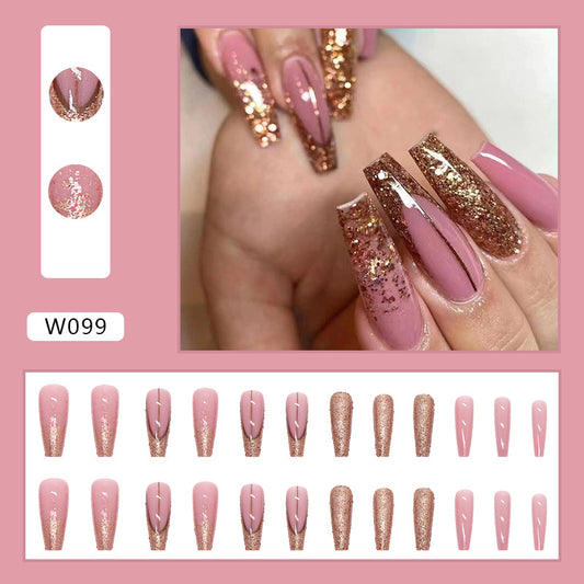 FM54 Shiny Gold Pink Nails